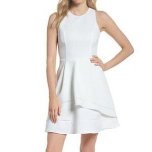 ADELYN RAE Gemma Fit & Flare Dress White